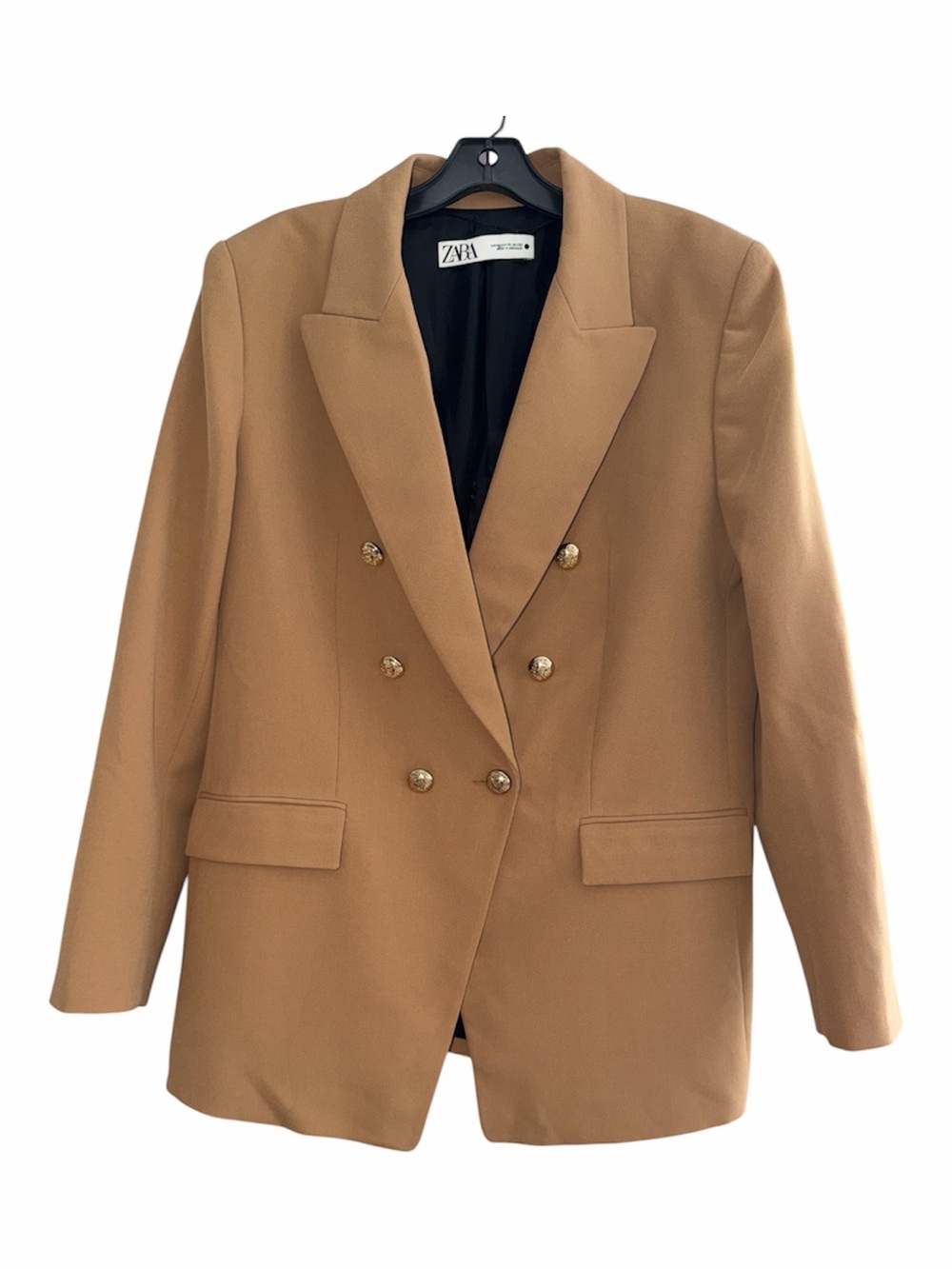 ZARA Double-Breasted Camel Blazer Jacket - Picture 2 of 7